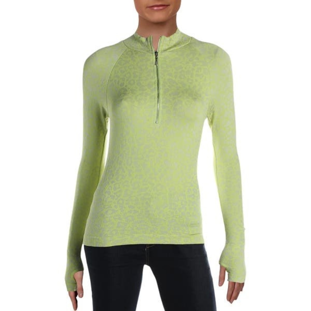 Free People Leopard Lime Layering Top Sweater XS/S